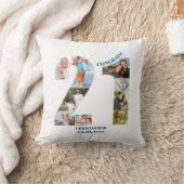フォトコラージュ21歳の誕生日パーソナライズされた記念 クッション (ブランケット)