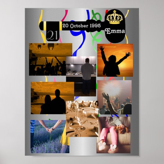 フォトコラージュ21歳の誕生日パーティー ポスター (正面)