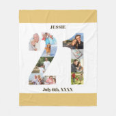 フォトコラージュ21th誕生日ニュートラルサンド写真 フリースブランケット (正面)