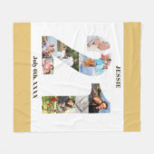 フォトコラージュ21th誕生日ニュートラルサンド写真 フリースブランケット (正面(横))