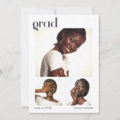 フォトコラージュ3つ卒業パーティーグレー 招待状 (正面)