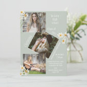 フォトコラージュ3パーソナライズされたデイジー卒業 案内状 (スタンド正面)