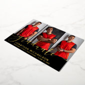 フォトコラージュ3写真卒業発表 箔招待状 (回転した状態)