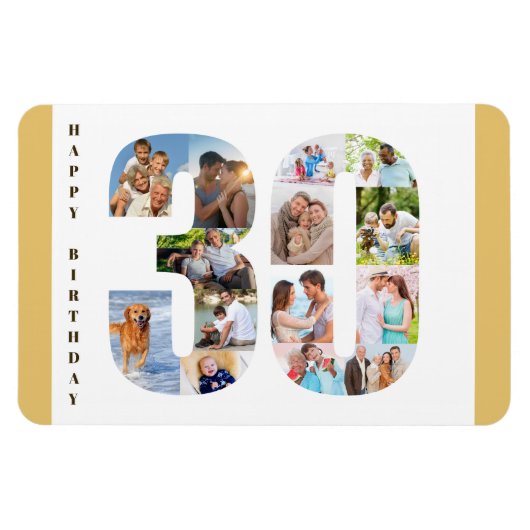 フォトコラージュ30歳おめでとう30歳の誕生日 マグネット (横)