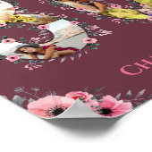 フォトコラージュ30歳の誕生日ガールピンクの花女性 ポスター (角)