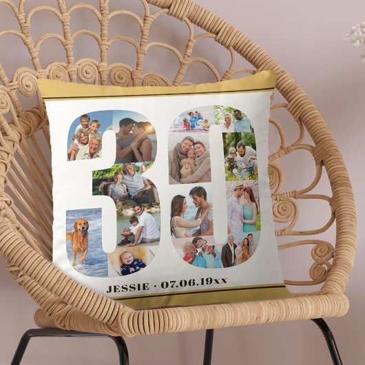 フォトコラージュ30歳の誕生日ニュートラパーソナライズされたル クッション