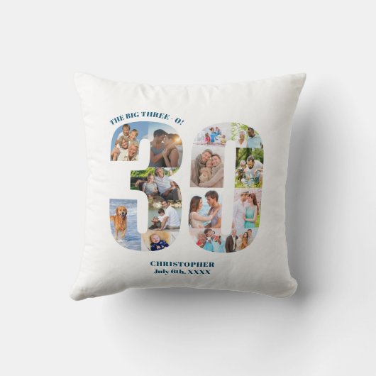 フォトコラージュ30歳の誕生日パーソナライズされた記念 クッション (裏面)