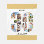 フォトコラージュ30th誕生日ニュートラルサンド写真 フリースブランケット (正面)