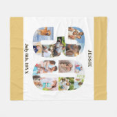 フォトコラージュ30th誕生日ニュートラルサンド写真 フリースブランケット (正面(横))