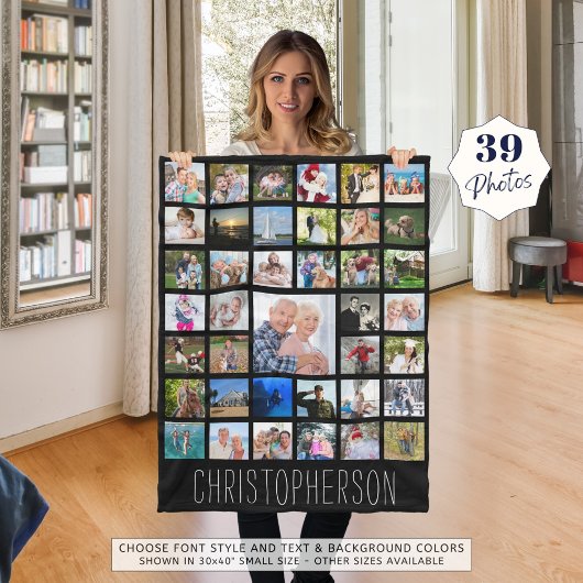 フォトコラージュ39写真編集可能カラーパーソナライズされた フリースブランケット