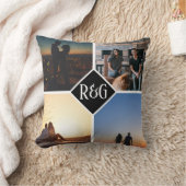 フォトコラージュ4パーソナライズされたフォトモノグラム クッション (ブランケット)