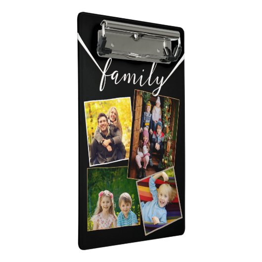 フォトコラージュ4写真カスタムファミリーをテーマ ミニクリップボード (アングル)