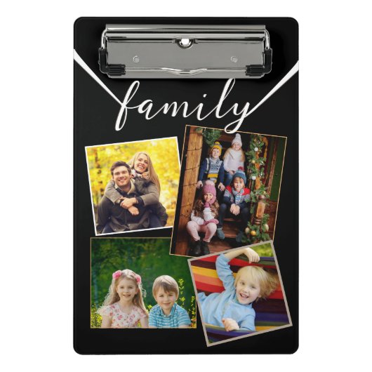 フォトコラージュ4写真カスタムファミリーをテーマ ミニクリップボード (正面)