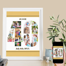 フォトコラージュ40カスタム歳40歳の誕生日 ポスター