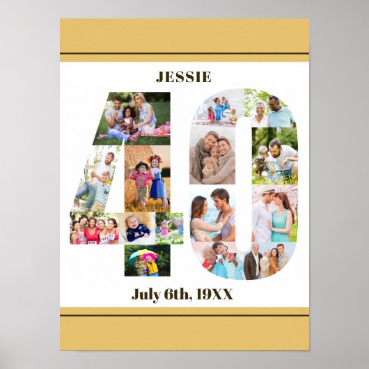 フォトコラージュ40カスタム歳40歳の誕生日 ポスター (正面)