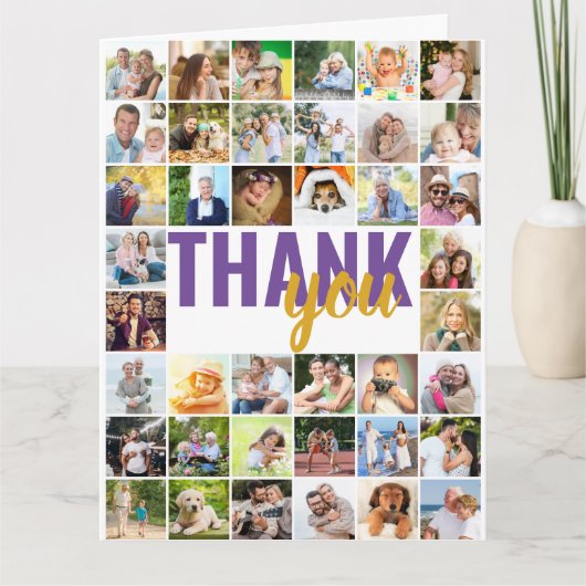 フォトコラージュ40写真パーソナライズされたありがとう カード (正面)