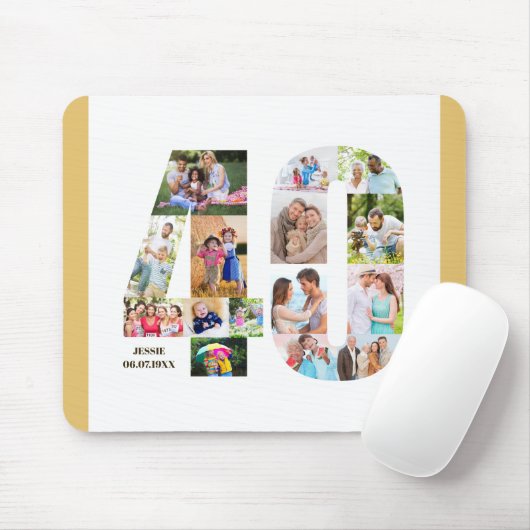 フォトコラージュ40歳の誕生日40カスタム歳 マウスパッド (マウス)