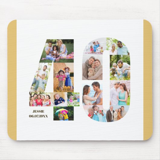 フォトコラージュ40歳の誕生日40カスタム歳 マウスパッド (正面)