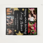 フォトコラージュ40th誕生日パーティー背景 タペストリー (正面(横))