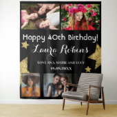 フォトコラージュ40th誕生日パーティー背景 タペストリー (インサイチュ)