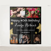 フォトコラージュ40th誕生日パーティー背景 タペストリー (正面)