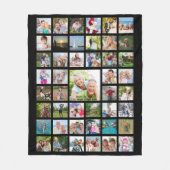フォトコラージュ45写真テンプレートカスタム文字ブラック フリースブランケット (正面)