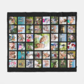 フォトコラージュ45写真テンプレートカスタム文字ブラック フリースブランケット (正面(横))