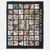 フォトコラージュ45写真テンプレートカスタム文字ブラック フリースブランケット (正面)