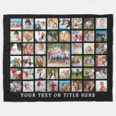 フォトコラージュ45写真テンプレートカスタム文字ブラック フリースブランケット (正面(横))