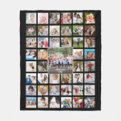 フォトコラージュ45写真テンプレートパーソナライズされたブラック フリースブランケット (正面)