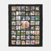 フォトコラージュ45写真テンプレートパーソナライズされたブラック フリースブランケット (正面)