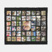 フォトコラージュ45写真テンプレートパーソナライズされたブラック フリースブランケット (正面(横))