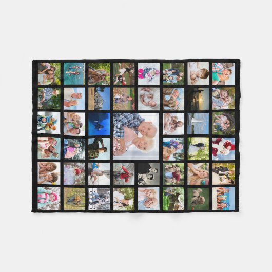 フォトコラージュ45写真編集可能カラーパーソナライズされた フリースブランケット (正面(横))