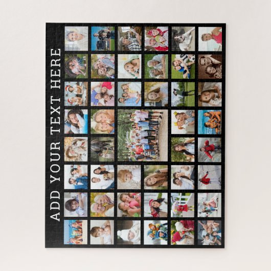 フォトコラージュ45枚の写真パーソナライズされたのカスタム色 ジグソーパズル (縦)
