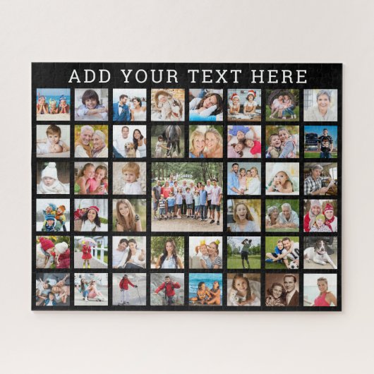 フォトコラージュ45枚の写真パーソナライズされたのカスタム色 ジグソーパズル (横)