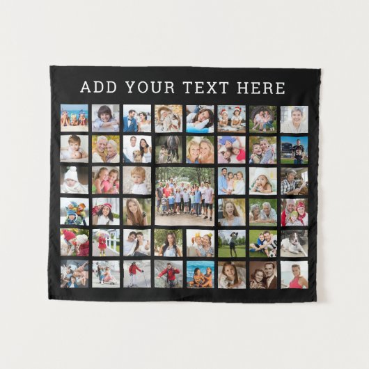 フォトコラージュ45枚の写真パーソナライズされたのカスタム色 タペストリー (正面(横))