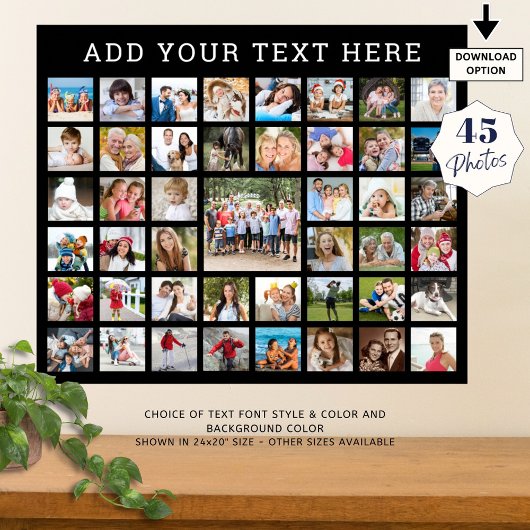 フォトコラージュ45枚の写真パーソナライズされたのカスタム色 ポスター