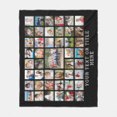 フォトコラージュ45枚パーソナライズされた黒フリース フリースブランケット (正面)