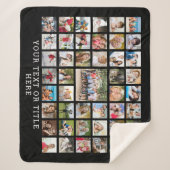 フォトコラージュ45枚パーソナライズされた黒 シェルパブランケット (正面)