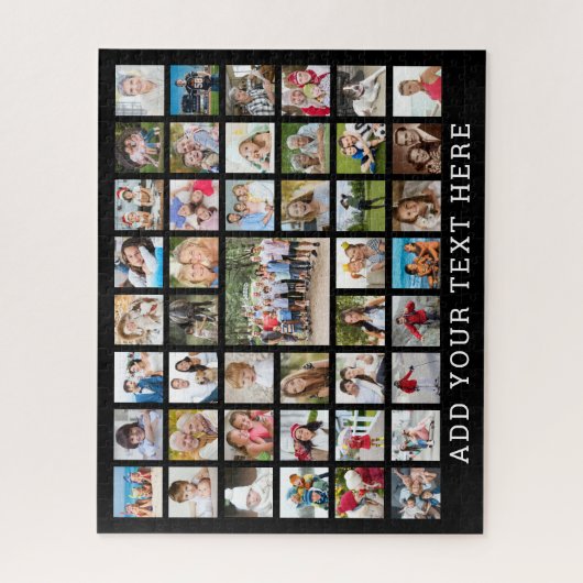 フォトコラージュ45枚パーソナライズされた黒 ジグソーパズル (縦)