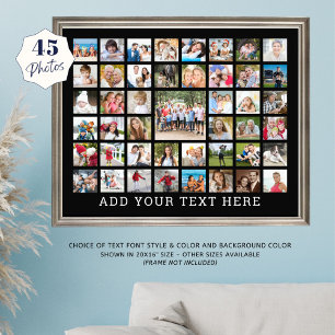 フォトコラージュ45枚パーソナライズされた黒 フォトプリント           