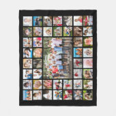 フォトコラージュ45枚パーソナライズされた黒 フリースブランケット (正面)