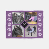 フォトコラージュ4 |犬のイニシャル紫の手摺 フリースブランケット (正面(横))