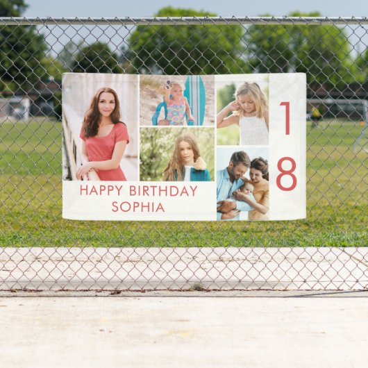 フォトコラージュ5パーソナライズされた写真18誕生日 横断幕 (インサイチュ)