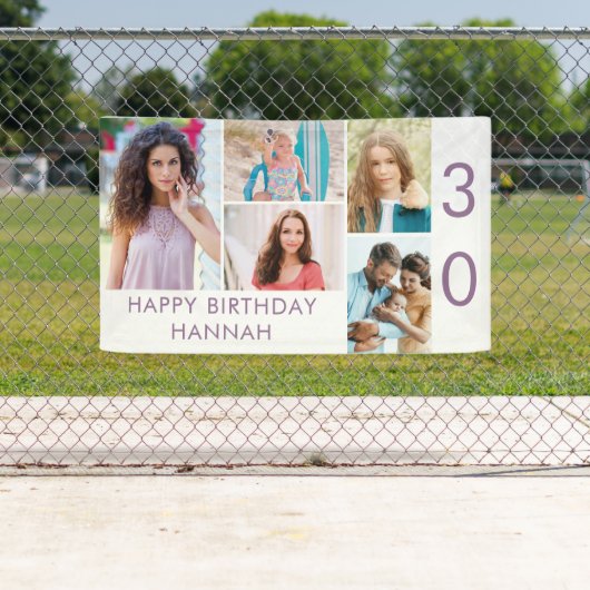 フォトコラージュ5写真パーソナライズされた30歳の誕生日 横断幕 (インサイチュ)