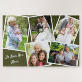 フォトコラージュ5写真愛ママ – Green ジグソーパズル (横)