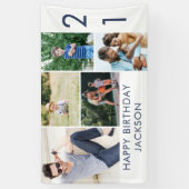 フォトコラージュ5写真21th誕生日バナー 横断幕 (縦)