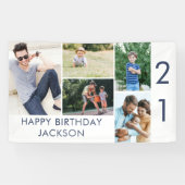 フォトコラージュ5写真21th誕生日バナー 横断幕 (横)