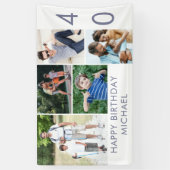 フォトコラージュ5写真40th誕生日バナー 横断幕 (縦)