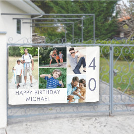 フォトコラージュ5写真40th誕生日バナー 横断幕